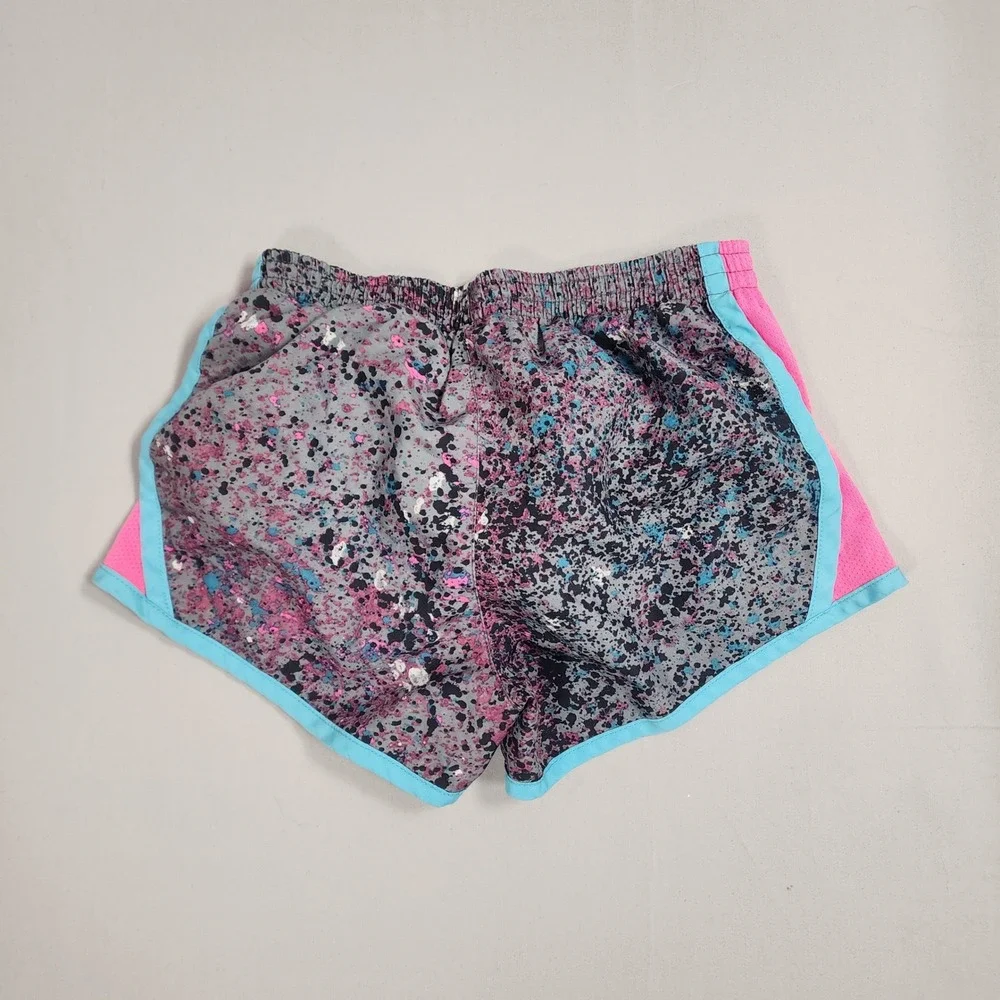 Nike Girls 6X Dri-FIT Tempo Running Shorts Gray Pink Blue Splatter Confetti